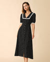 The Polka Dot Lace Trim Midi Dress - Threadford