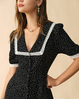 The Polka Dot Lace Trim Midi Dress - Threadford