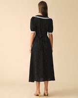 The Polka Dot Lace Trim Midi Dress - Threadford