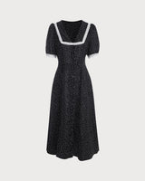 The Polka Dot Lace Trim Midi Dress - Threadford