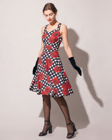 The Sweetheart Neck Polka Dot Rose Halter Midi Dress - Threadford