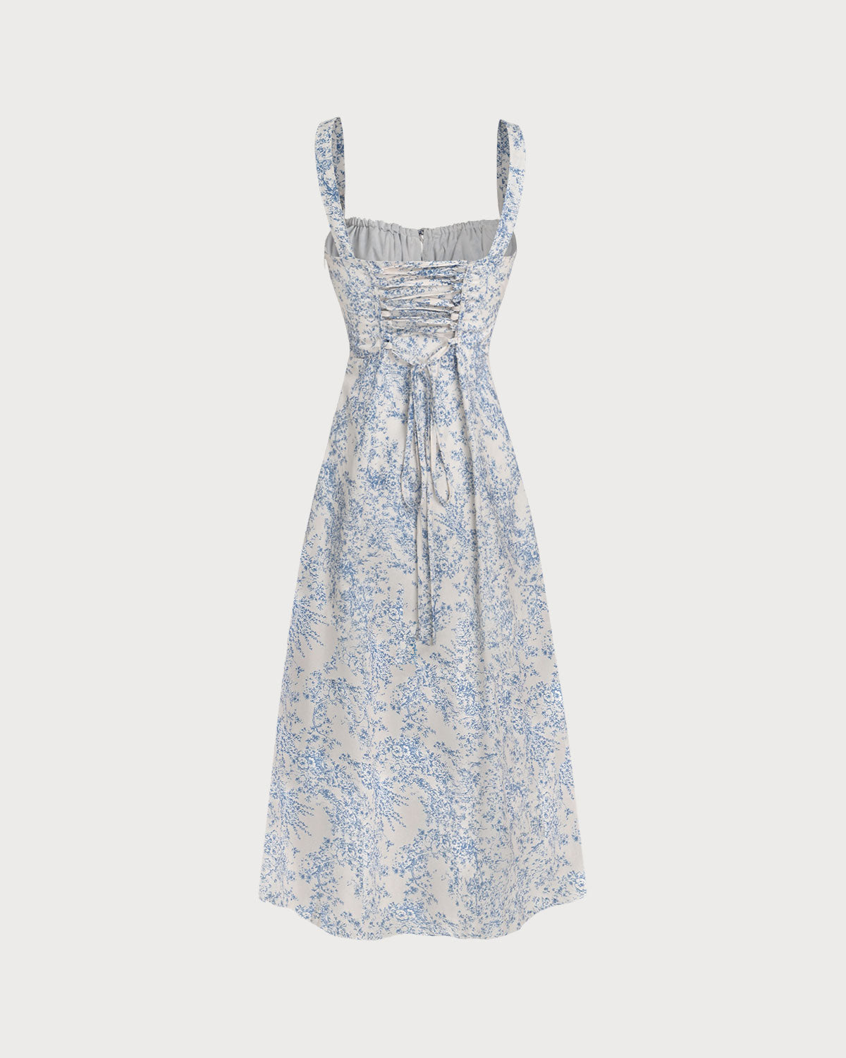 Blue Floral Ruched Slip Midi Dress - Threadford