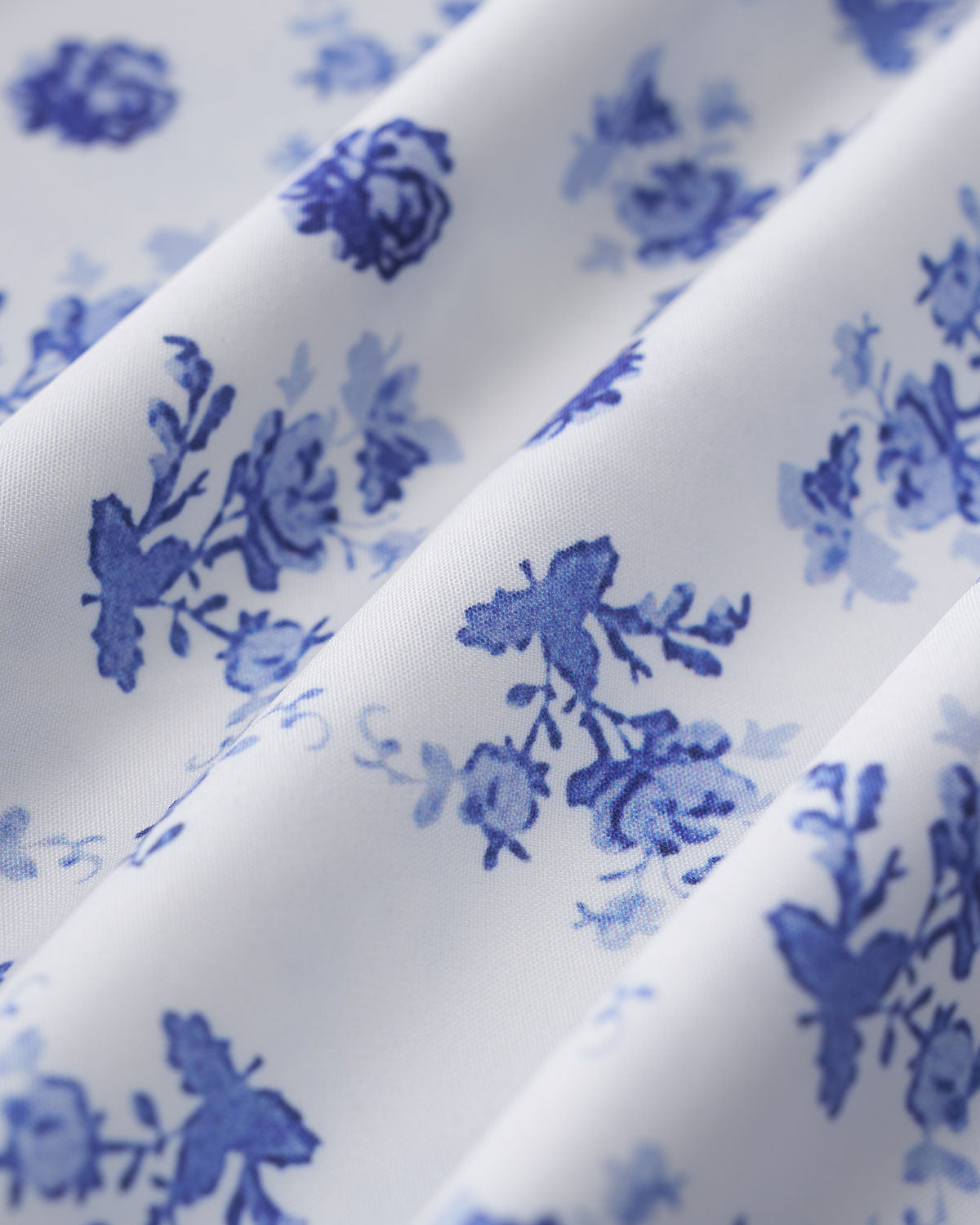 Blue Floral Square Neck Ruched Midi Dress - Threadford