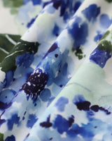 Blue Floral Square Neck Shirred Midi Dress - Threadford