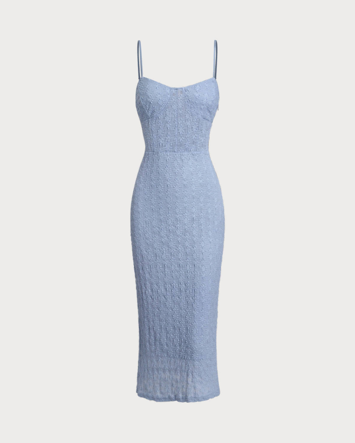 Blue Lace Slip Bodycon Midi Dress - Threadford