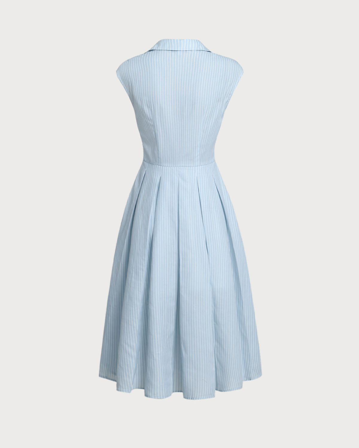 Blue Striped Cap Sleeve Midi Dress - Threadford