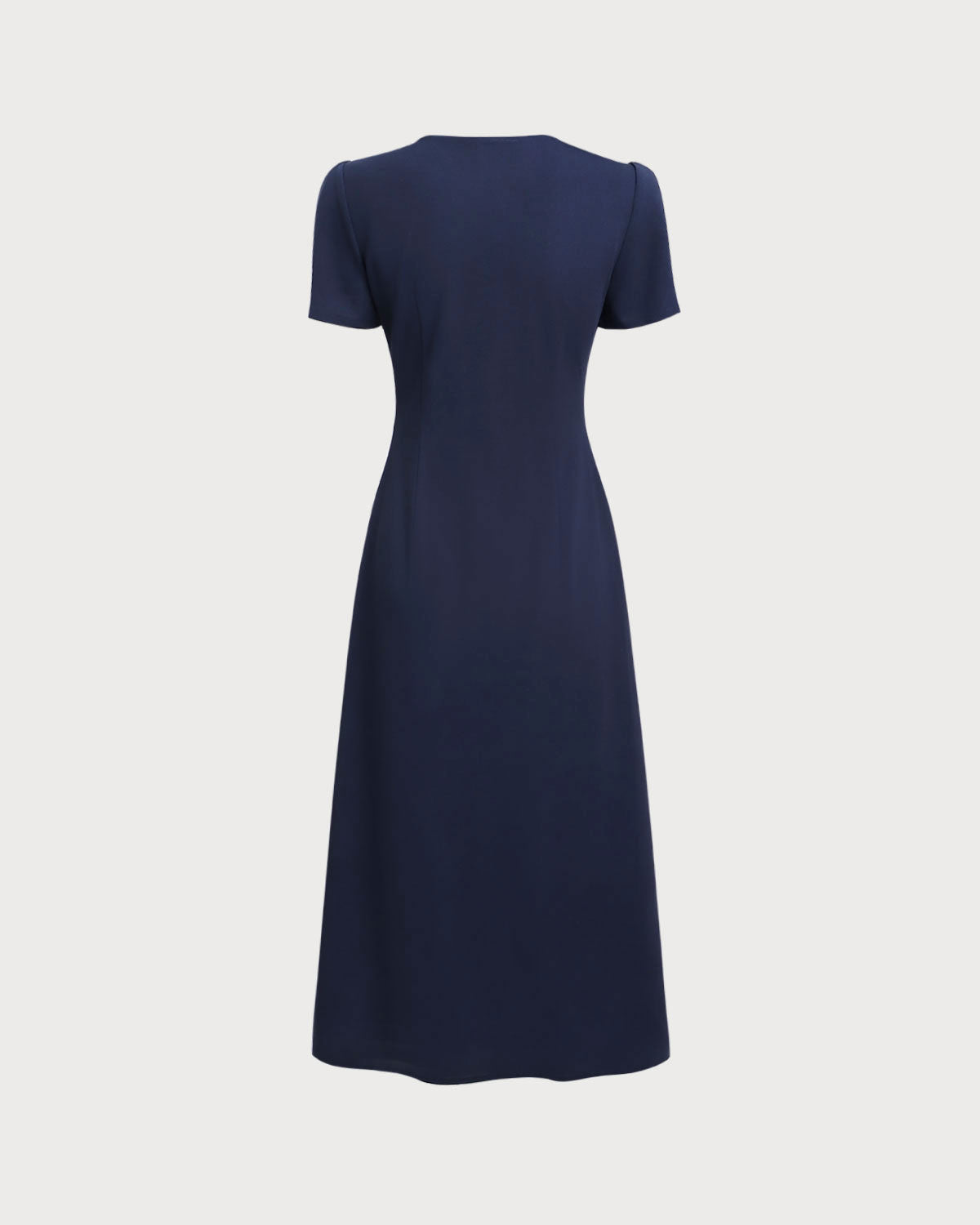 Blue V Neck Button Pleated Midi Dress - Threadford