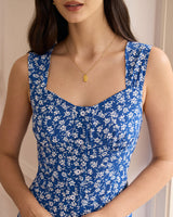 The Single-breasted Floral Midi Dress - Threadford