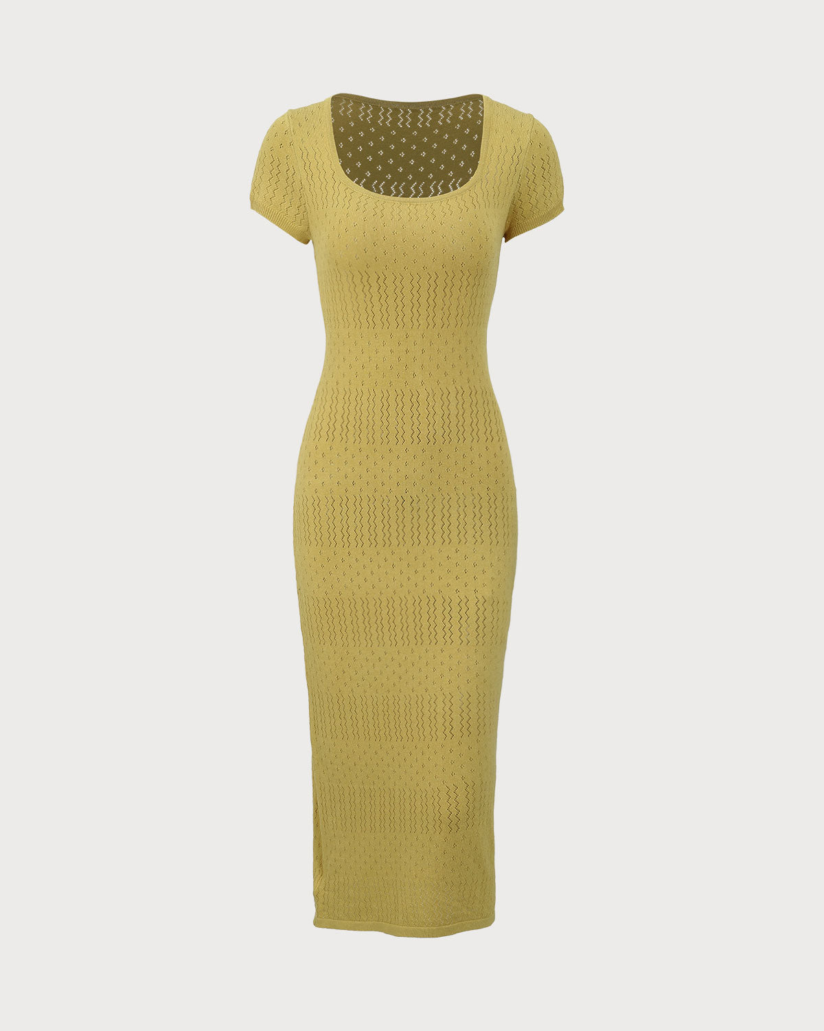 Green Square Neck Bodycon Midi Dress - Threadford