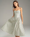 Green Striped Slip Midi Dress - Threadford