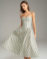 Green Striped Slip Midi Dress - Threadford