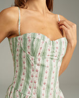 Green Striped Slip Midi Dress - Threadford