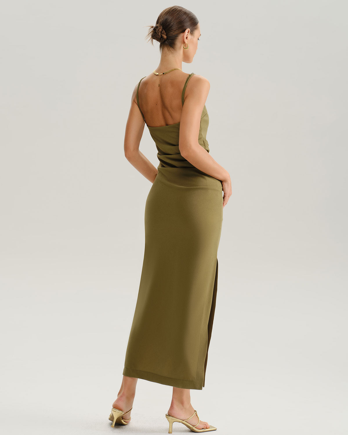 Green Bodycon Slip Midi Dress - Threadford