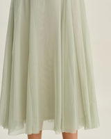 Green A-Line Slip Pleated Midi Dress - Threadford