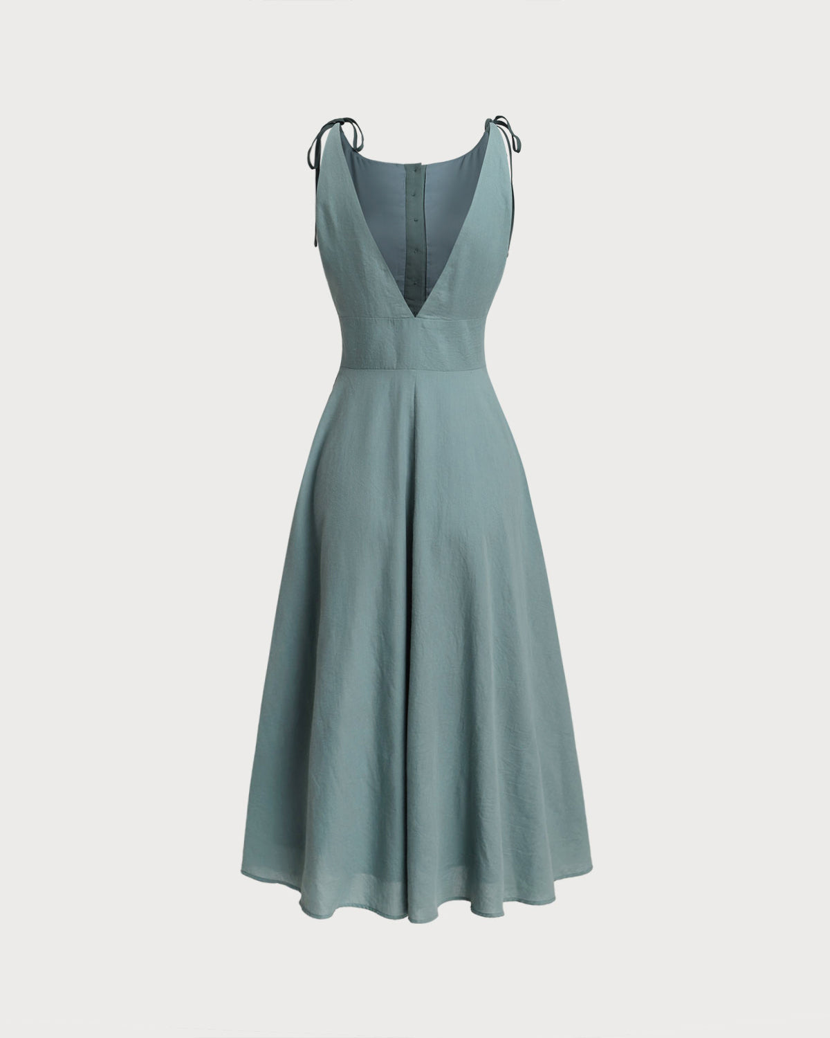 Green Boat Neck Backless Slip Midi Dress - Threadford