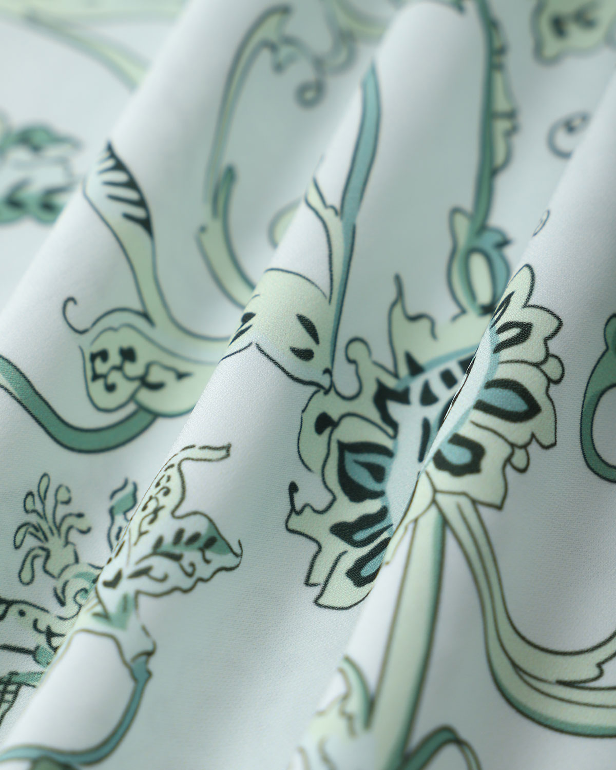 Green Floral Square Neck Ruched Midi Dress - Threadford