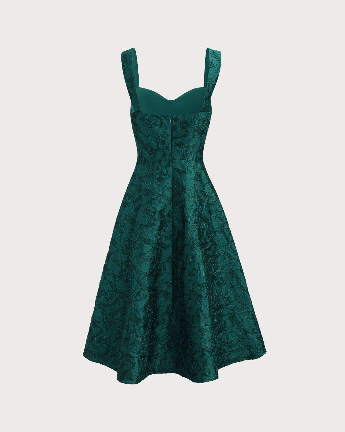 Green Sweetheart Neck Jacquard Midi Dress - Threadford