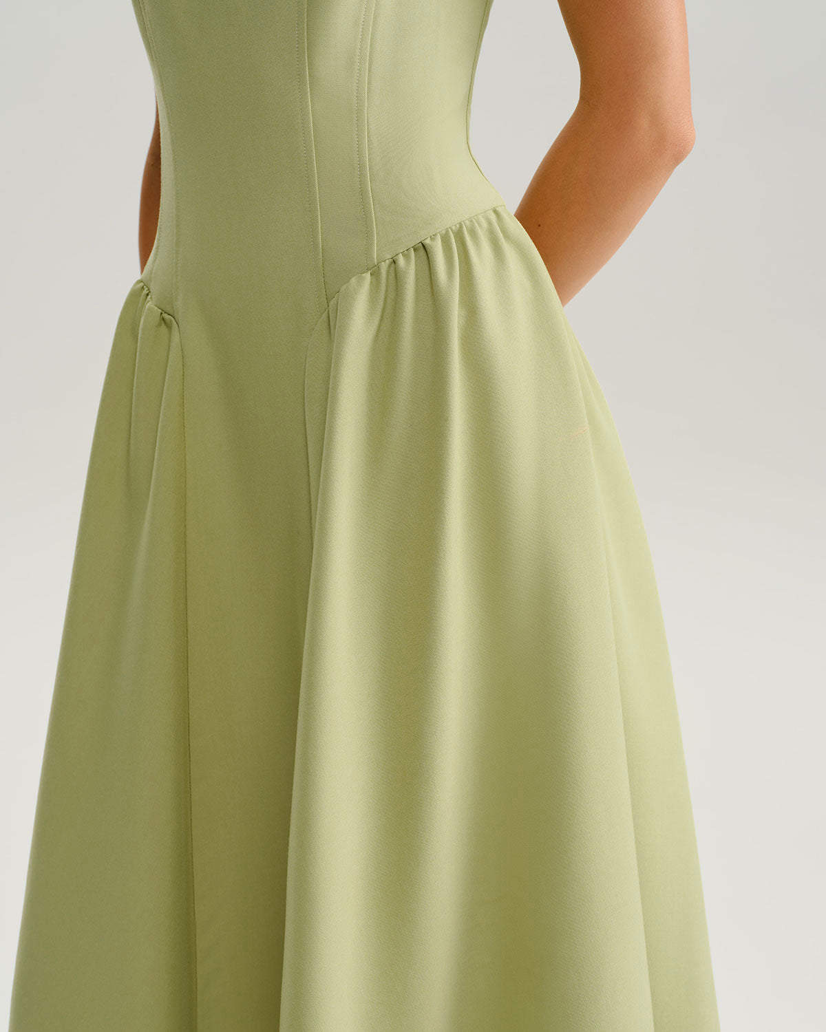 Green Sweetheart Neck Slip Midi Dress - Threadford