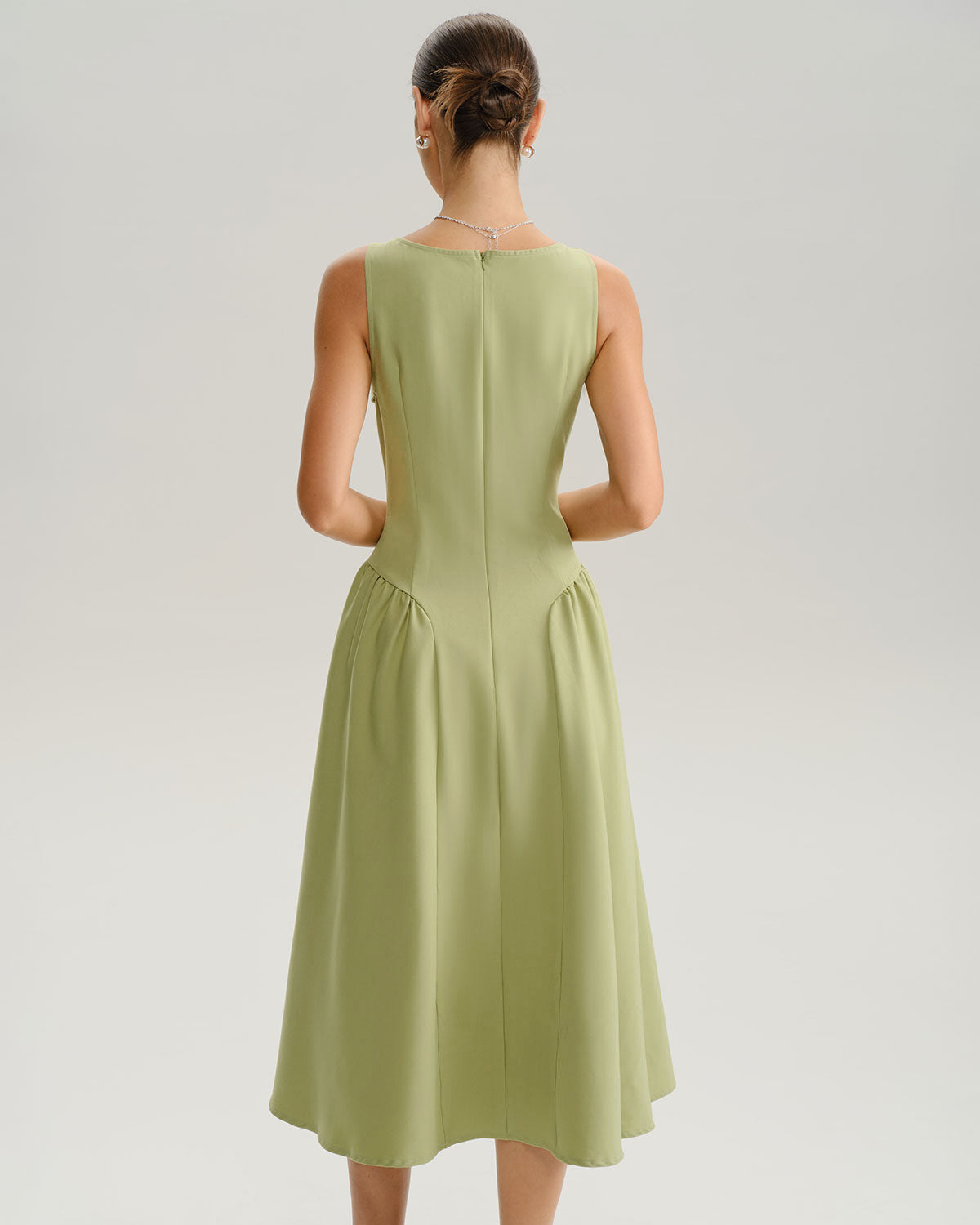 Green Sweetheart Neck Slip Midi Dress - Threadford