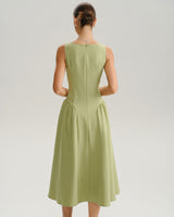 Green Sweetheart Neck Slip Midi Dress - Threadford