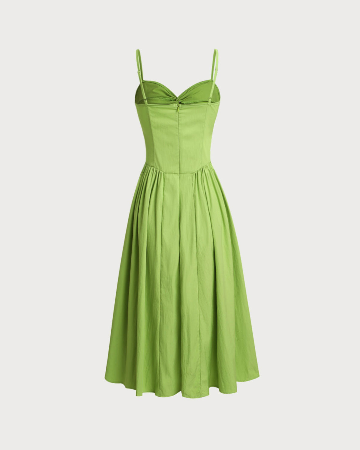 Green Sweetheart Neck Slip Midi Dress - Threadford