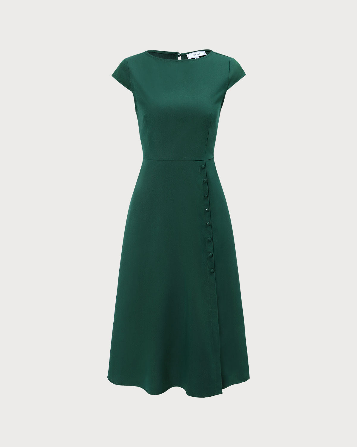 The Green Boat Neck Cutout Back Midi Dress - Threadford