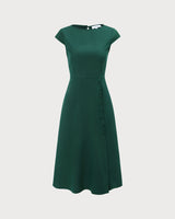 The Green Boat Neck Cutout Back Midi Dress - Threadford