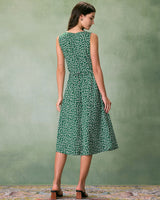 The Green V Neck Floral Button Midi Dress - Threadford