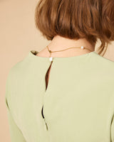 The Solid Square Neck Long Sleeve Dress - Threadford