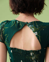 The Square Neck Backless Floral Midi Dress - Threadford