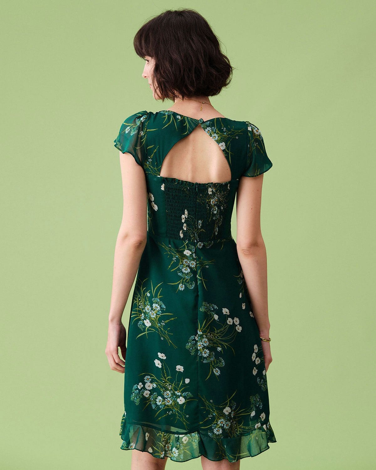 The Square Neck Backless Floral Midi Dress - Threadford