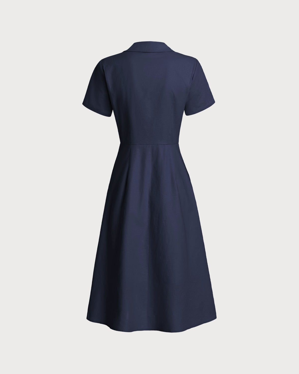 Navy Pocket Short Sleeve Midi Dress - Threadford
