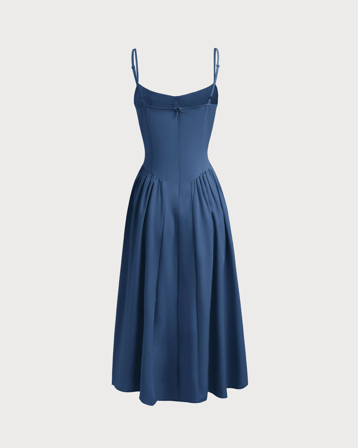 Navy Square Neck Pocket Slip Midi Dress - Threadford
