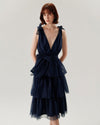 Navy Tiered Backless Maxi Dress - Threadford