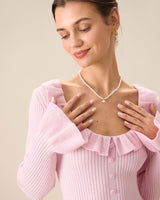 Women's Pink U-Neck Ruffle Bodycon Sweater Dress - Threadford