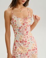 Pink Floral Bodycon Slip Midi Dress - Threadford