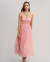 Pink Ruffle Slip Midi Dress - Threadford