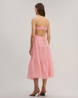 Pink Ruffle Slip Midi Dress - Threadford