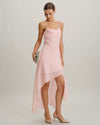 Pink Chiffon A-Line Slip Midi Dress - Threadford