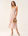 Pink Floral Halter Midi Dress - Threadford