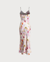 Pink Floral Mermaid Slip Midi Dress - Threadford