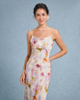 Pink Floral Mermaid Slip Midi Dress - Threadford