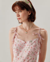 Pink Floral Shirred Slip Midi Dress - Threadford