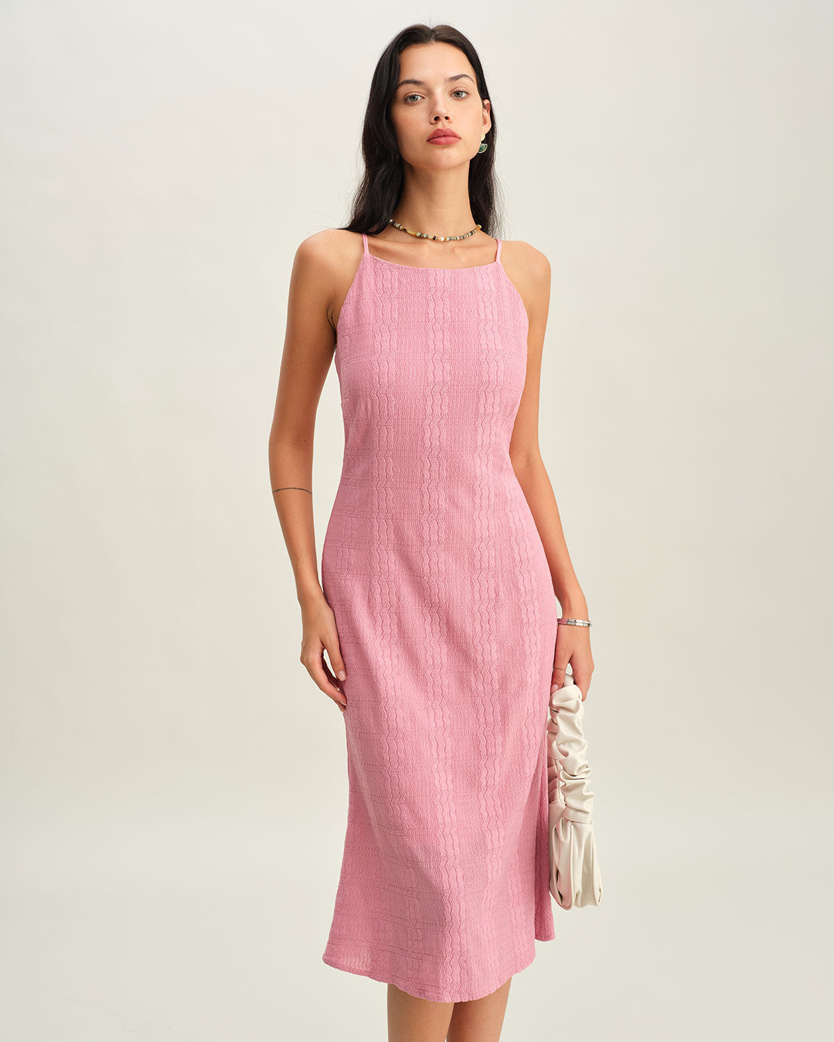 Pink Mermaid Slip Midi Dress - Threadford