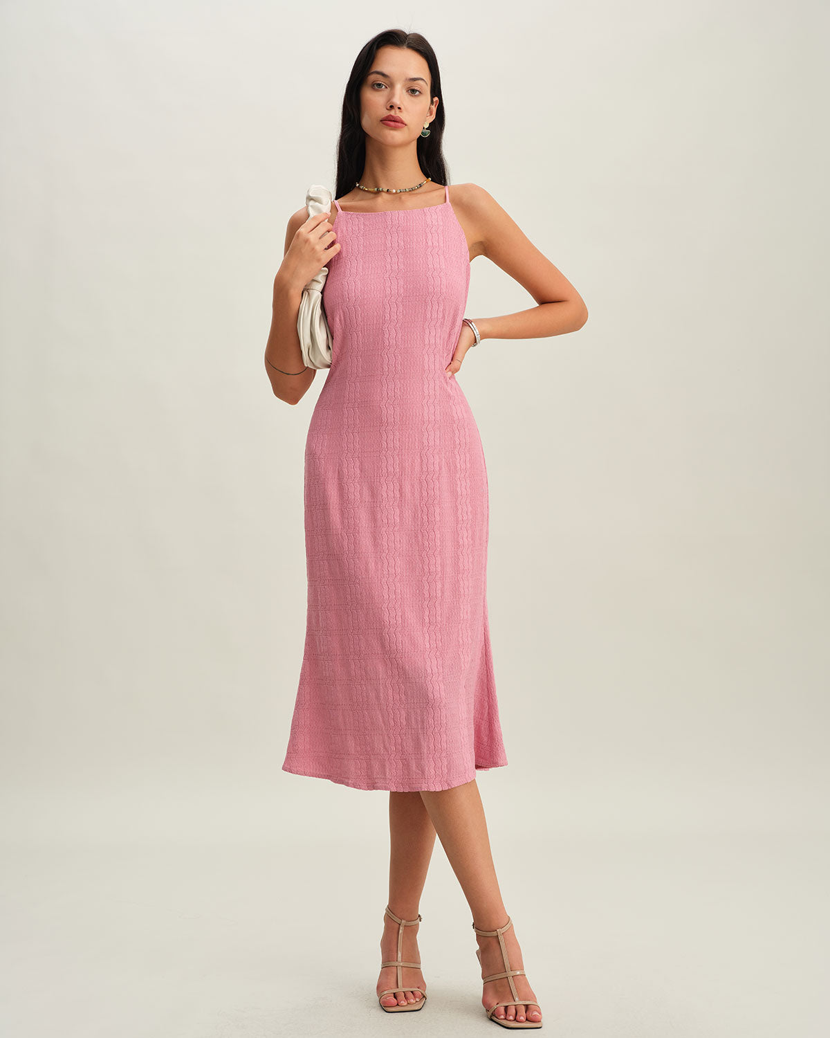 Pink Mermaid Slip Midi Dress - Threadford
