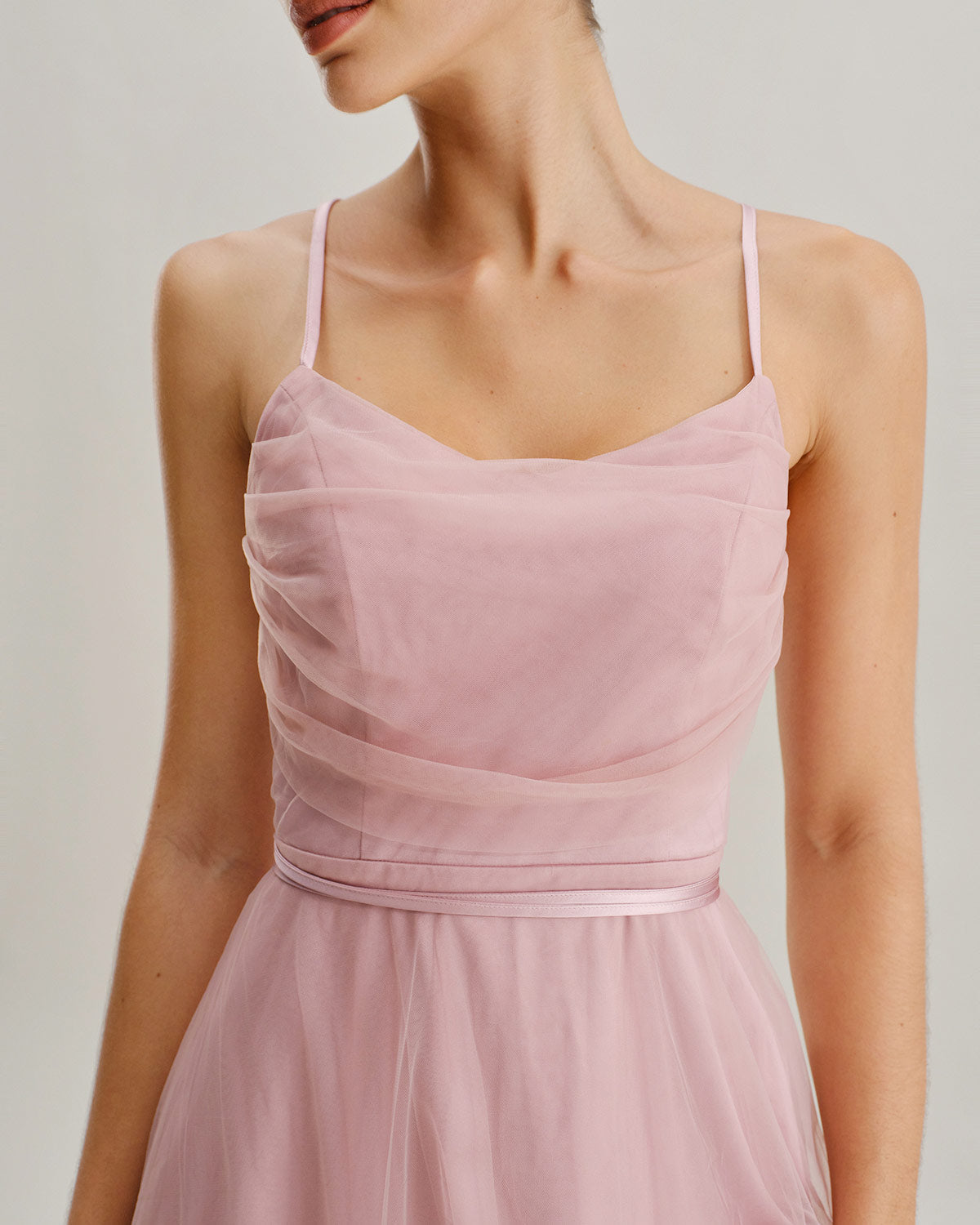 Pink Mesh Flowy Slip Midi Dress - Threadford