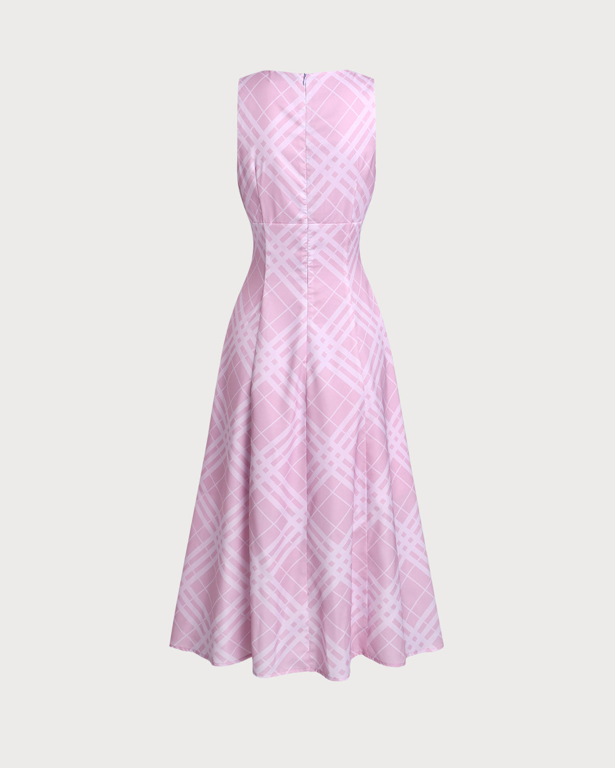 Pink Striped Sleeveless Midi Dress - Threadford