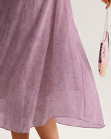 Purple Floral Square Neck Ruffle Slip Midi Dress - Threadford