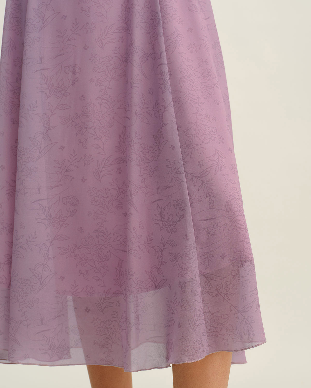 Purple Floral Square Neck Ruffle Slip Midi Dress - Threadford