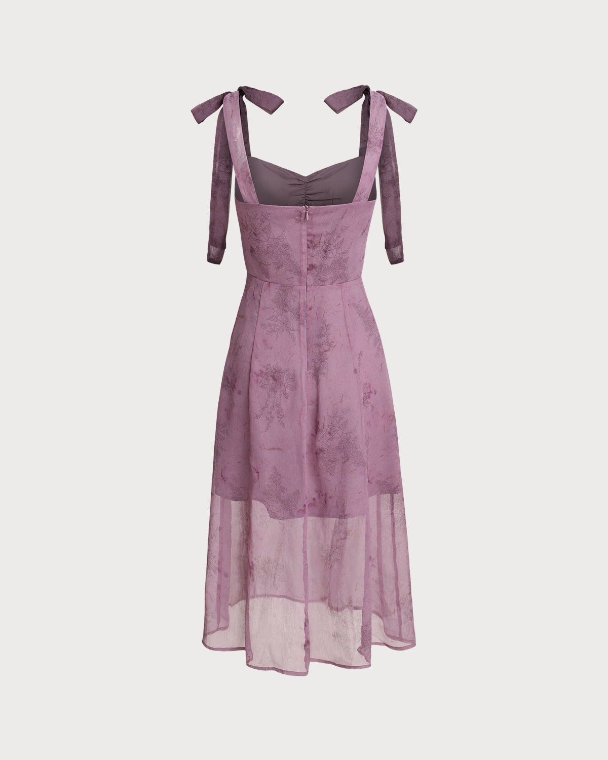 Purple Floral Tie Strap Midi Dress - Threadford